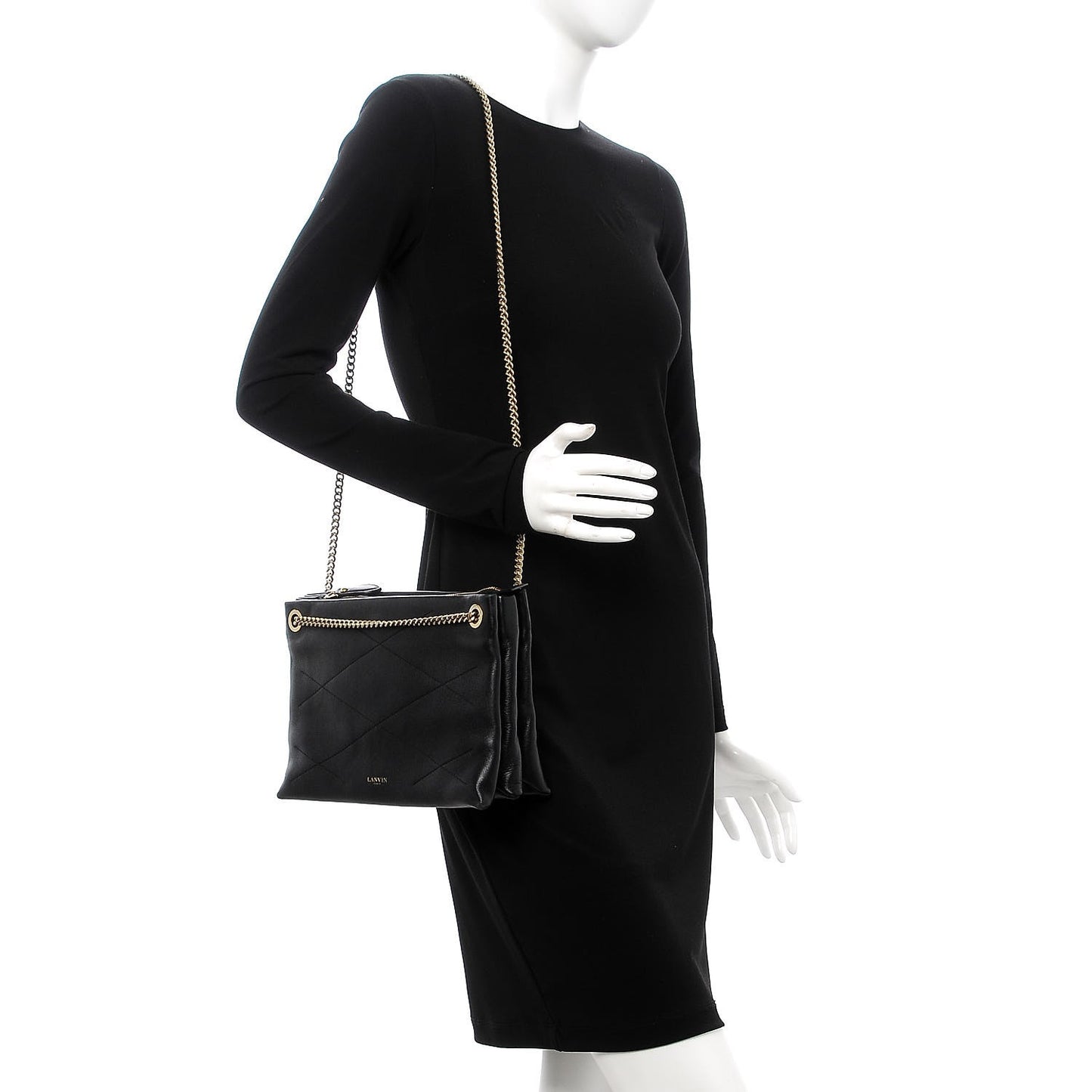 Lambskin Quilted Small Sugar Shoulder Bag Black