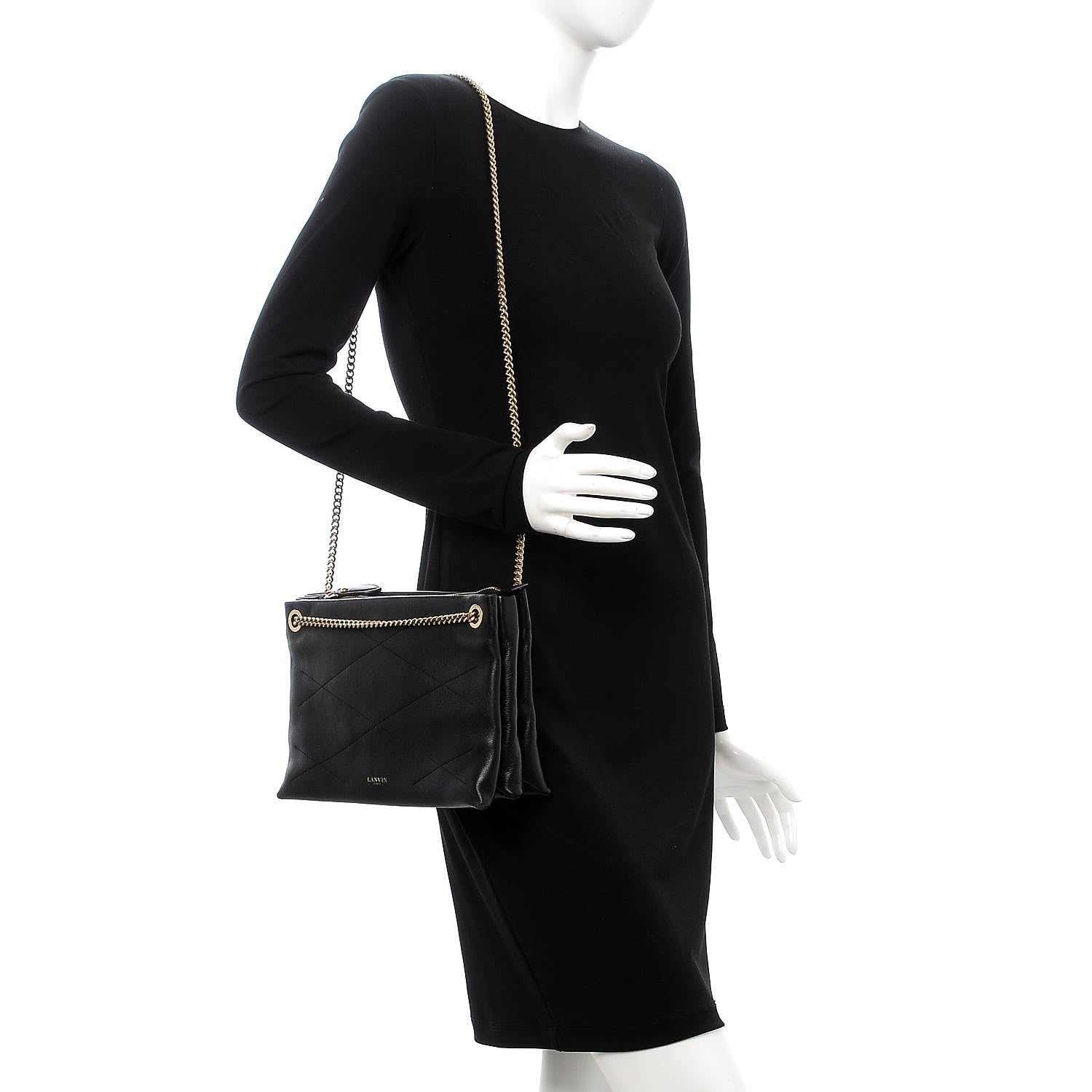 Lanvin Lambskin Quilted Small Sugar Shoulder Bag Black 2 of 19