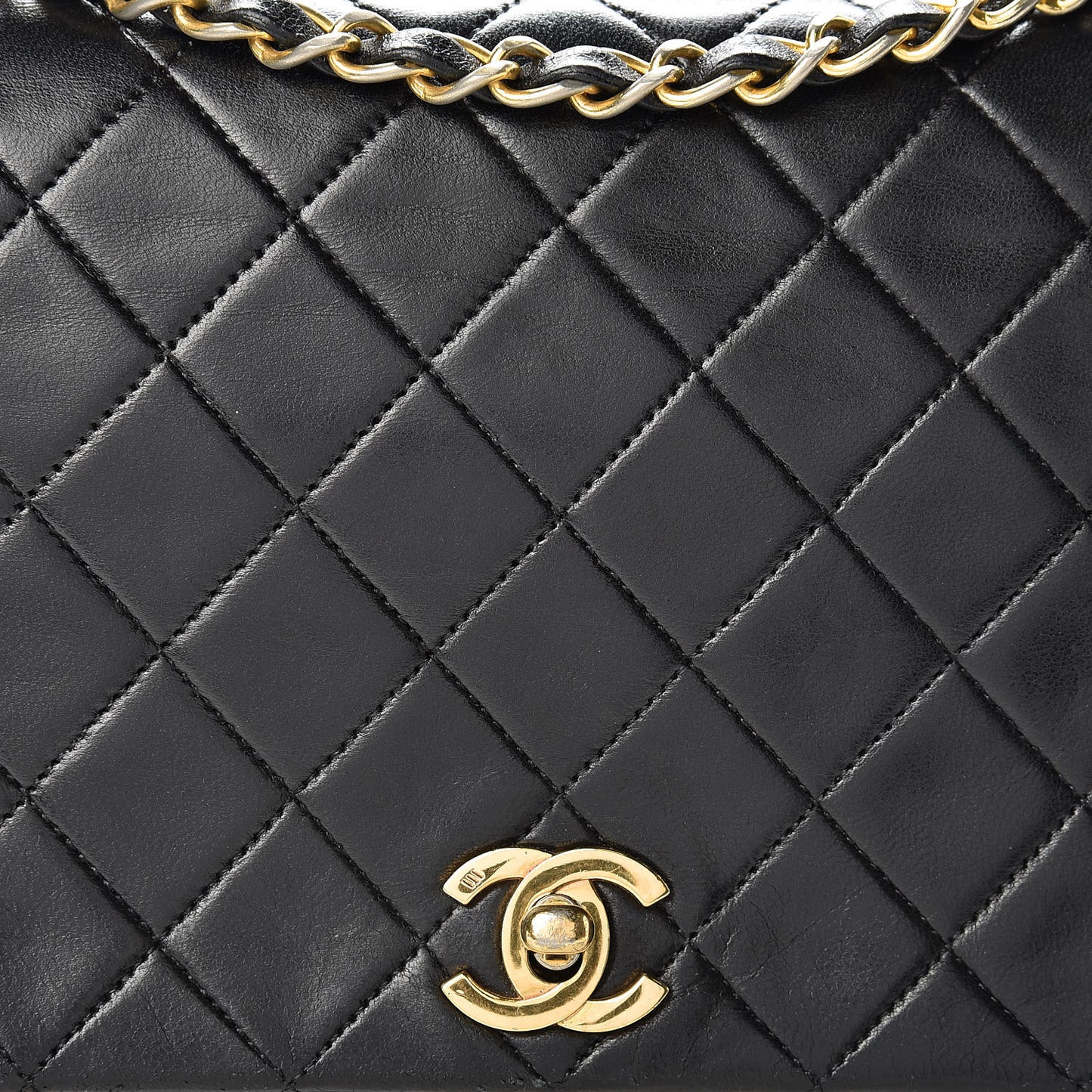 Lambskin Quilted Small Single Flap Black