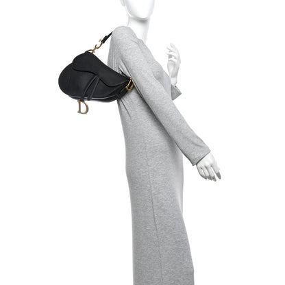 Christian Dior Grained Calfskin Saddle Bag Black 2 of 11