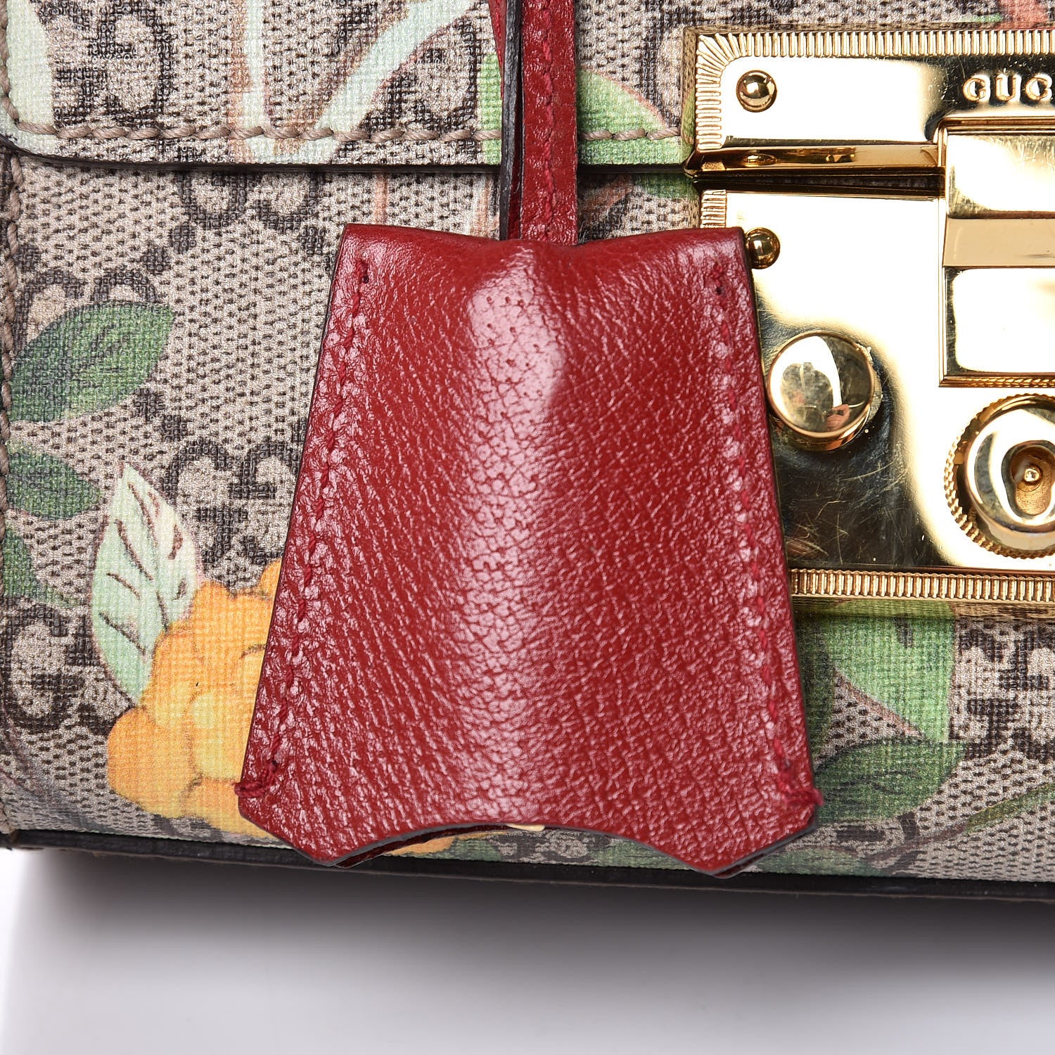 Gucci GG Supreme Monogram Tian Small Padlock Shoulder Bag Beige Multicolor New Acero 10 of 12