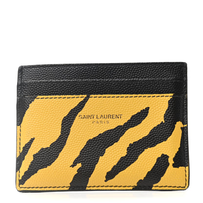 Saint Laurent Calfskin Zebra Print Credit Card Case Black Yellow 1 of 7