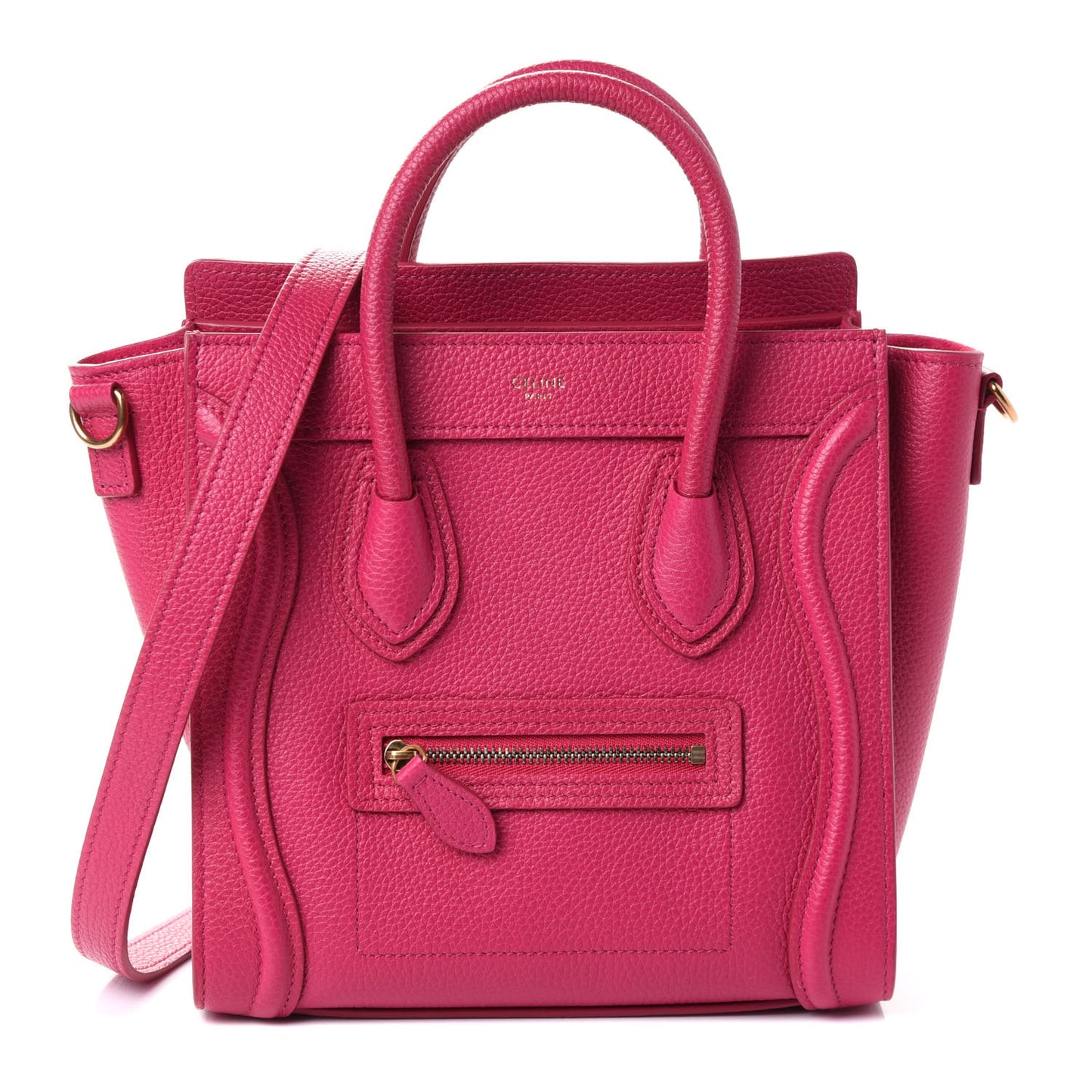 Drummed Calfskin Nano Luggage Fuchsia