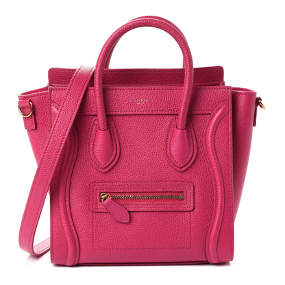 Celine Drummed Calfskin Nano Luggage Fuchsia 1 of 4
