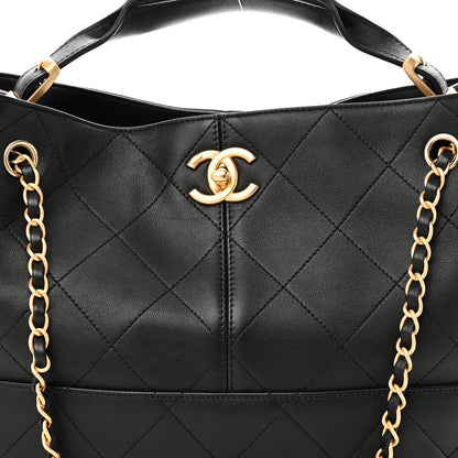 Chanel Calfskin Quilted Small Coco Base Shopping Bag Black 8 of 11