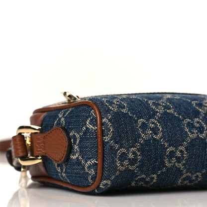 Gucci New Denim GG Monogram Dollar Calfskin Mini Ophidia Shoulder Bag Blue Tea Cuir Epilog 8 of 9