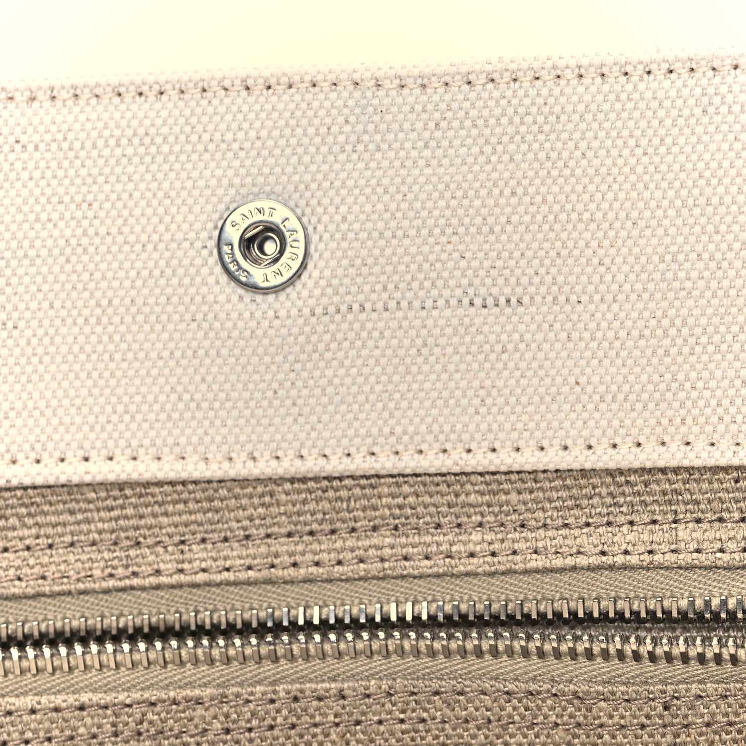 Saint Laurent Linen Calfskin Small Rive Gauche Tote Greggio Natural 11 of 13