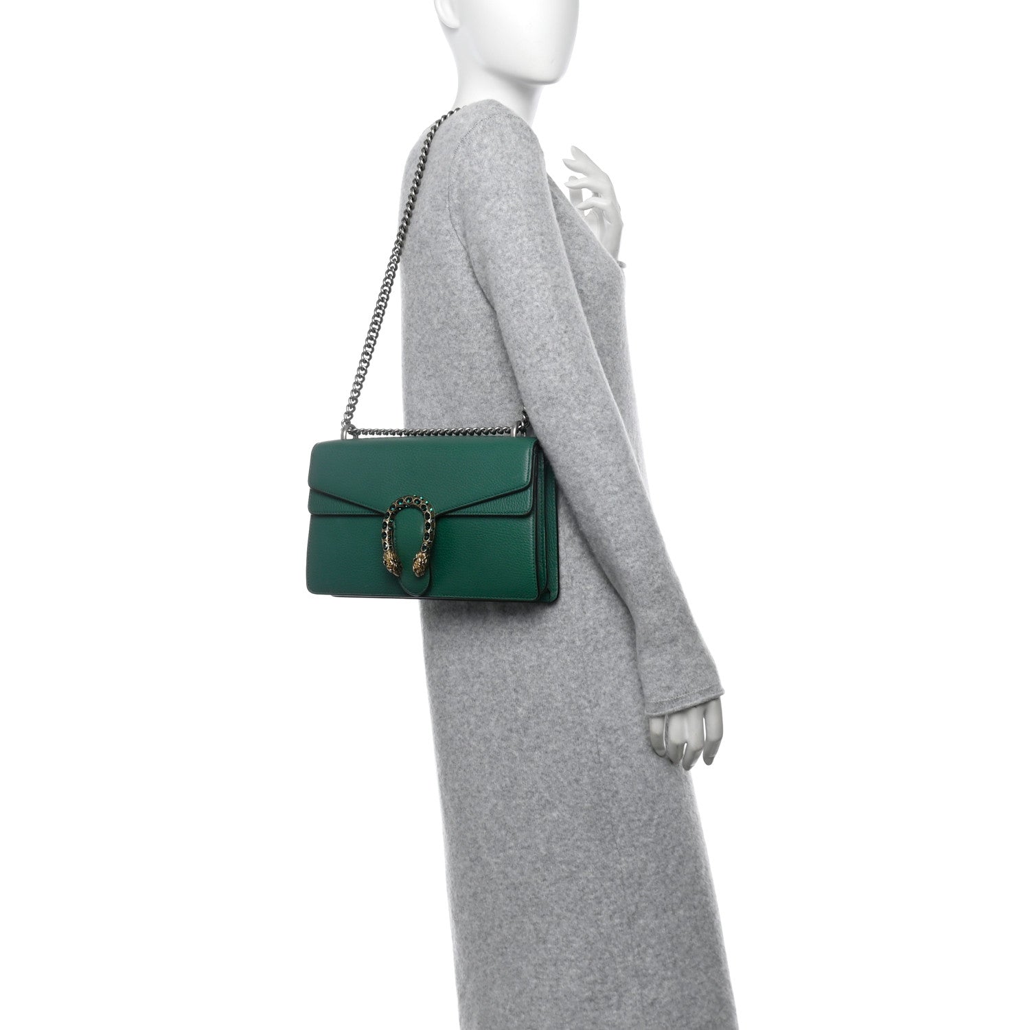 Gucci Pebbled Calfskin Small Dionysus Shoulder Bag Emerald 2 of 13