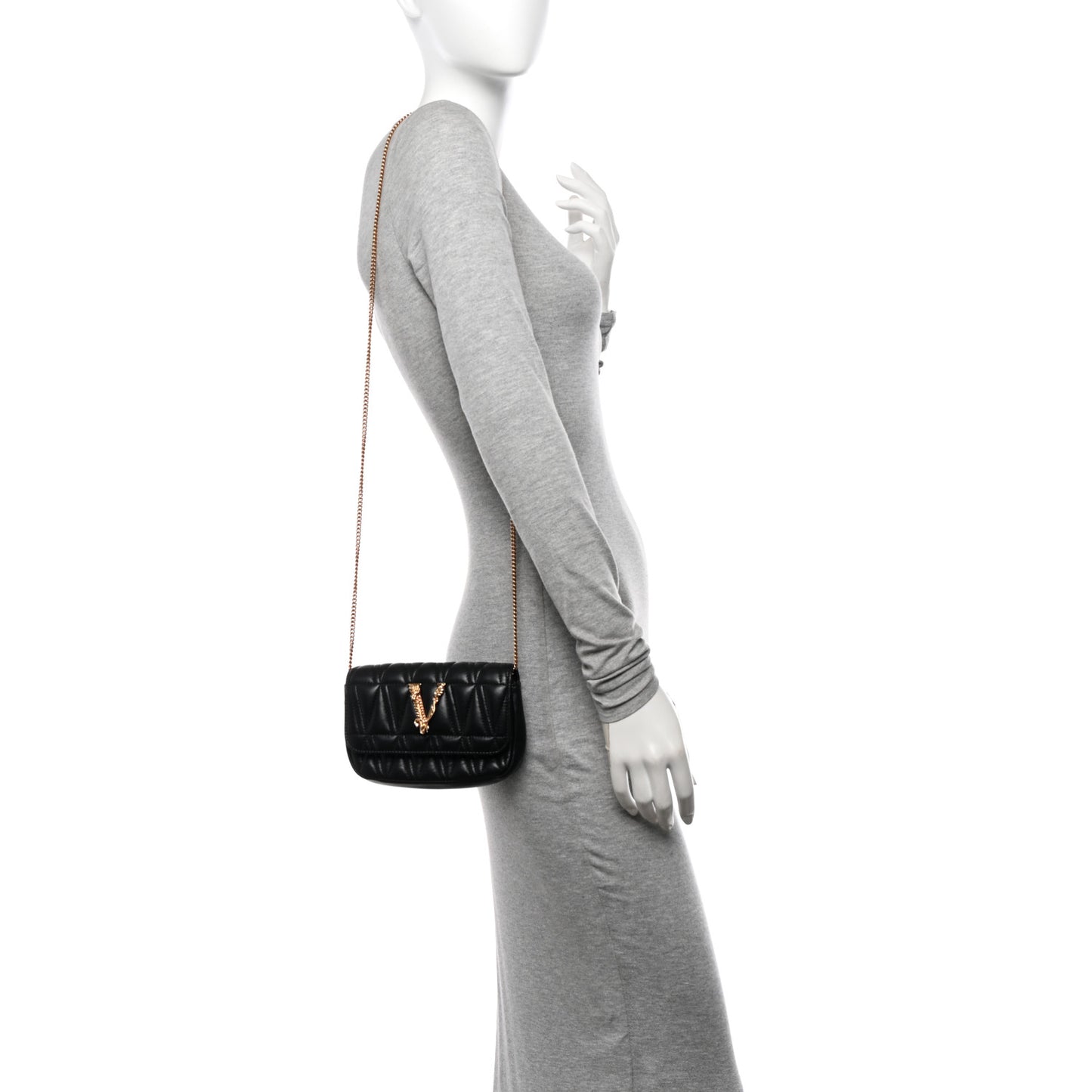 Nappa Quilted Virtus V Evening Bag Black