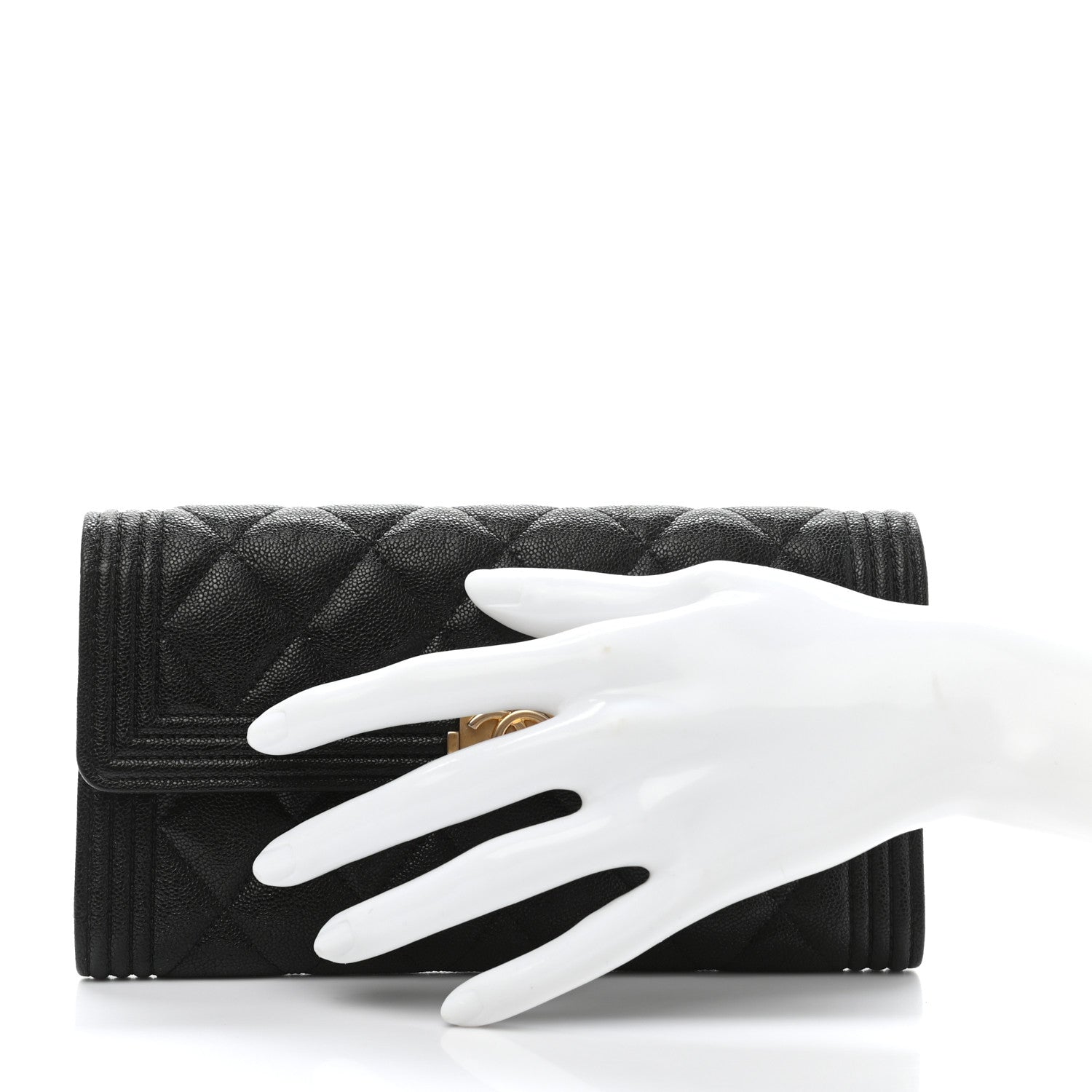 Chanel Caviar Quilted Long Boy Flap Wallet Black 2 of 9