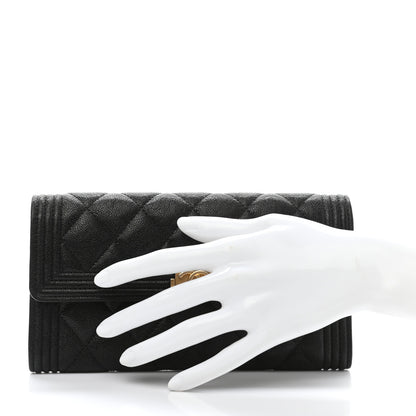 Chanel Caviar Quilted Long Boy Flap Wallet Black 2 of 9