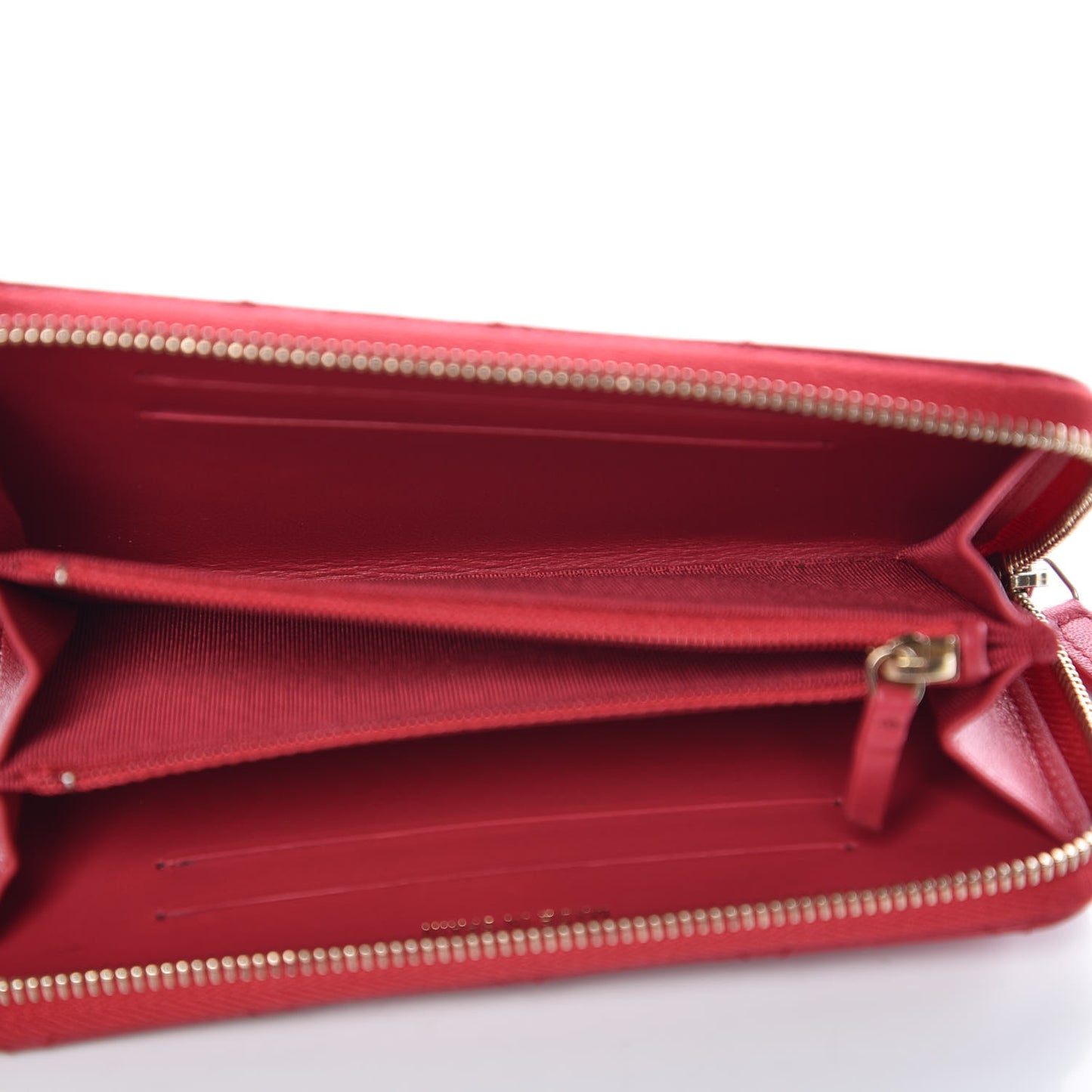 Lambskin Quilted Small Zip Around Wallet Dark Pink