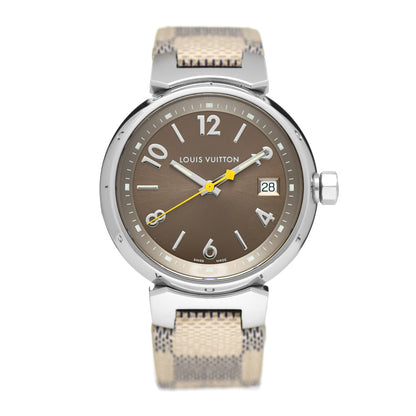 Louis Vuitton Stainless Steel Damier Azur 31mm Tambour Quartz Watch 1 of 5