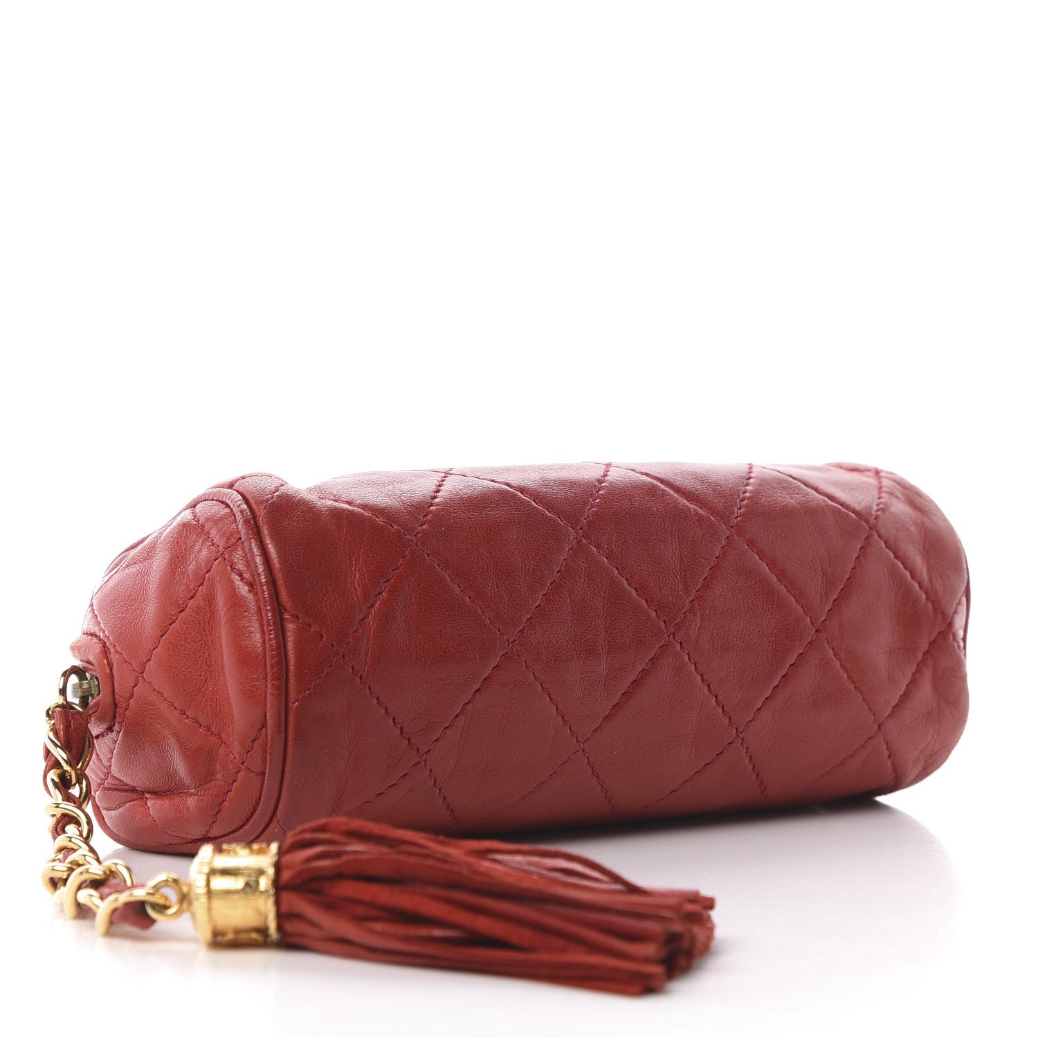 Chanel Lambskin Quilted Tassel Pouch Red 4 of 11