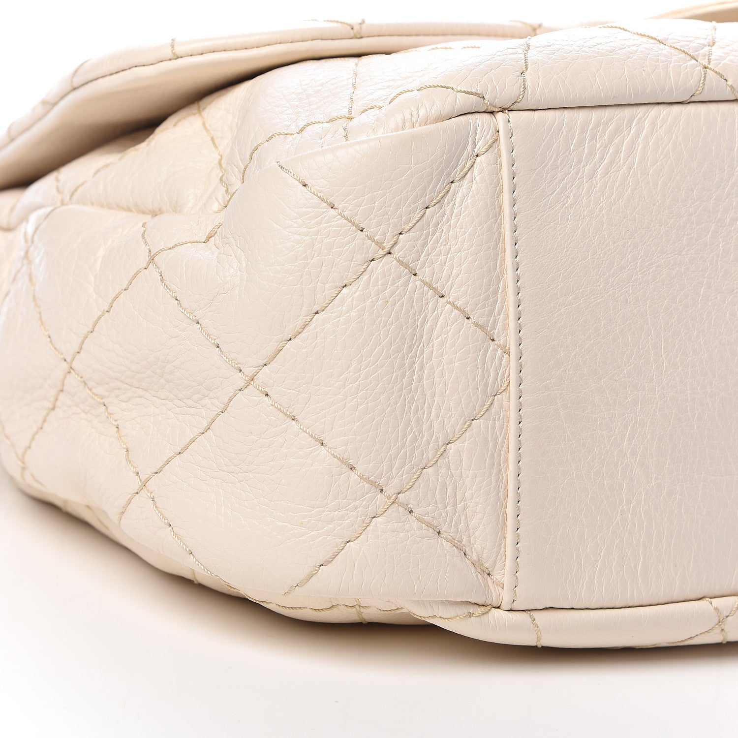 Chanel Glazed Calfskin XL On The Road Flap Ivory 12 of 14