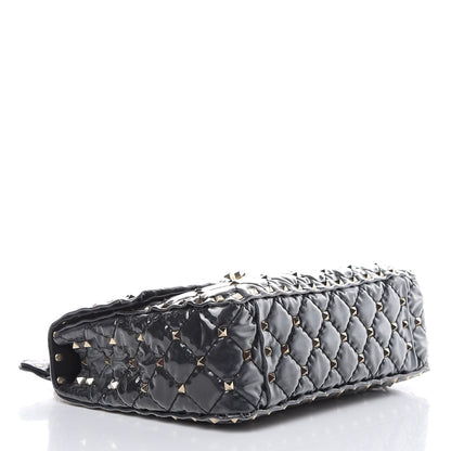 Valentino Garavani Patent Medium Rockstud Spike Shoulder Bag Black 4 of 10