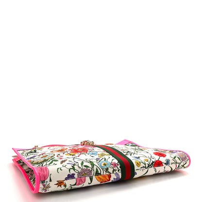 Gucci Canvas Flora Large Rajah Chain Tote White Multicolor Fuxia Fluo 5 of 12