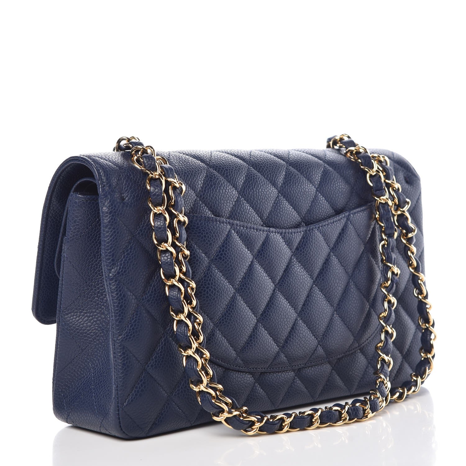 Chanel Caviar Quilted Medium Double Flap Dark Blue 4 of 11