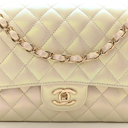 Chanel Iridescent Lambskin Quilted Medium Double Flap Ivory 8 of 10