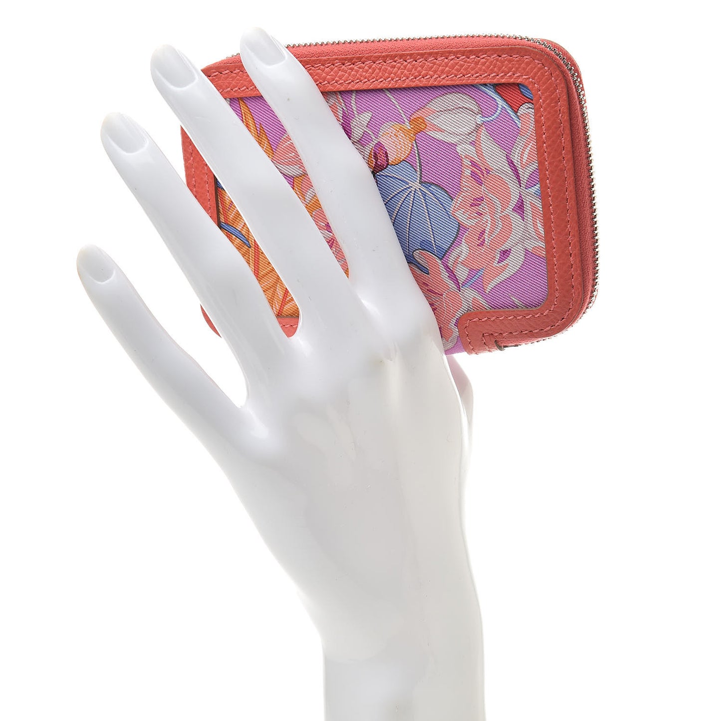 Epsom Printed Silk Flamingo Party Soie-Cool Compact Wallet Rose Jaipur