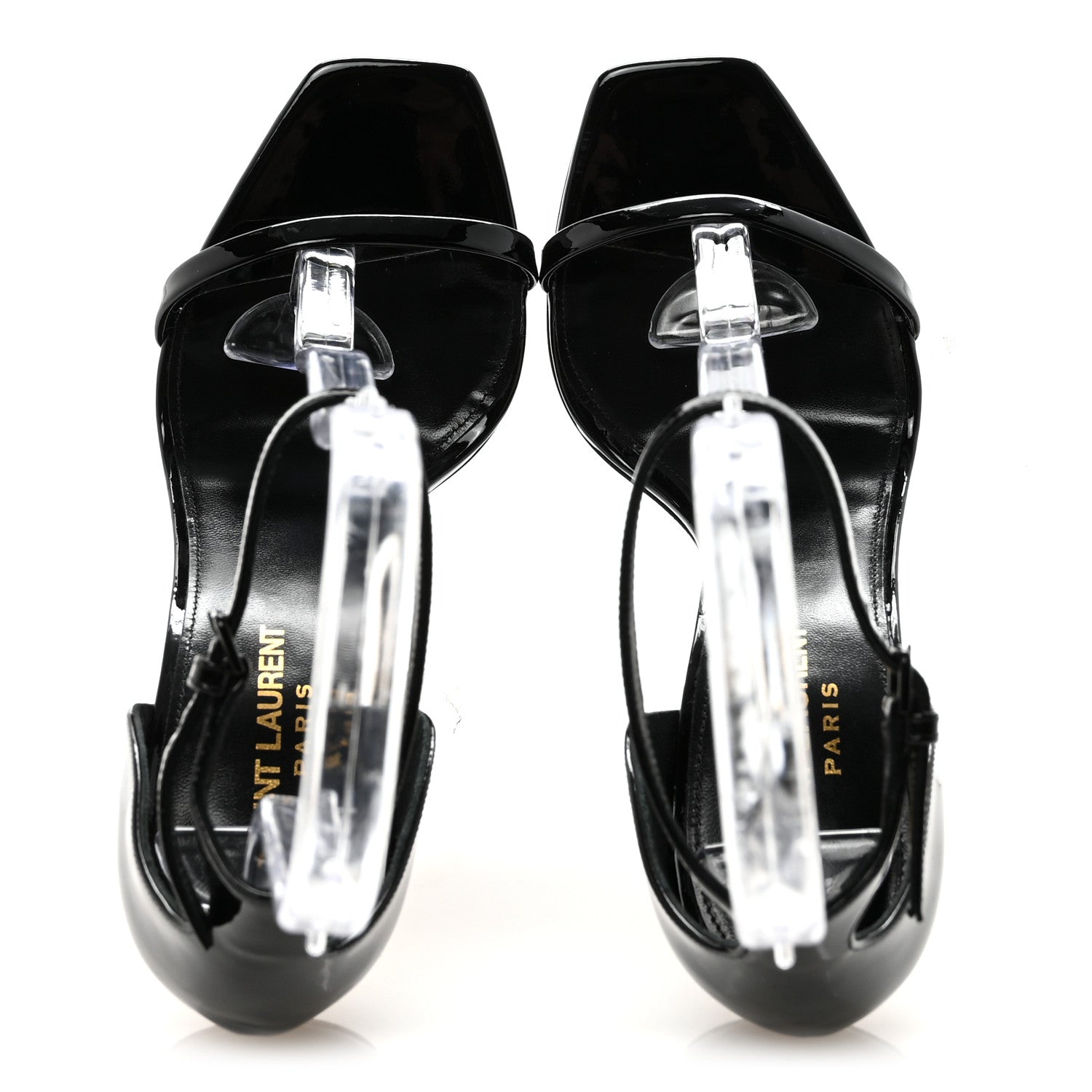 Saint Laurent Patent Calfskin Opyum 110 Sandals 38 Black Gold 3 of 18