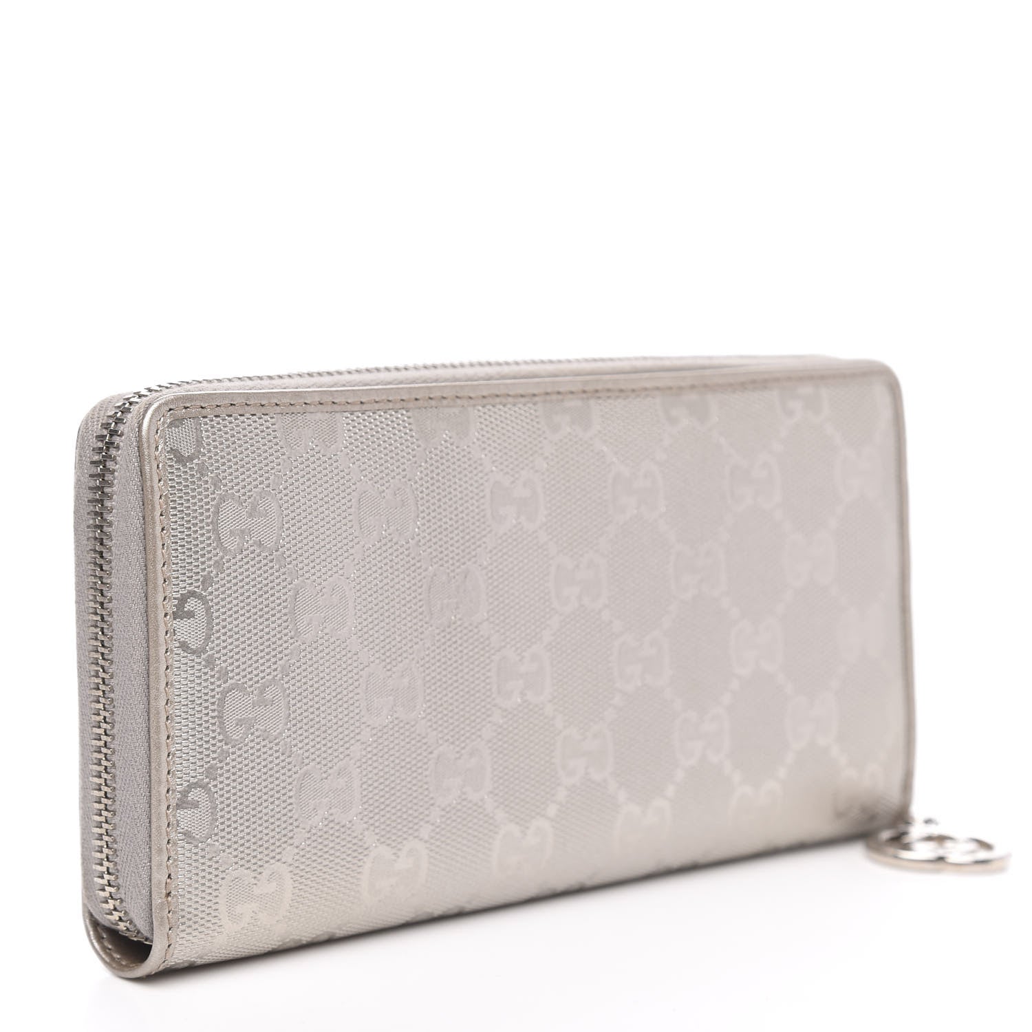 Gucci Imprime Monogram GG Pierce Zip Around Wallet Silver 3 of 10