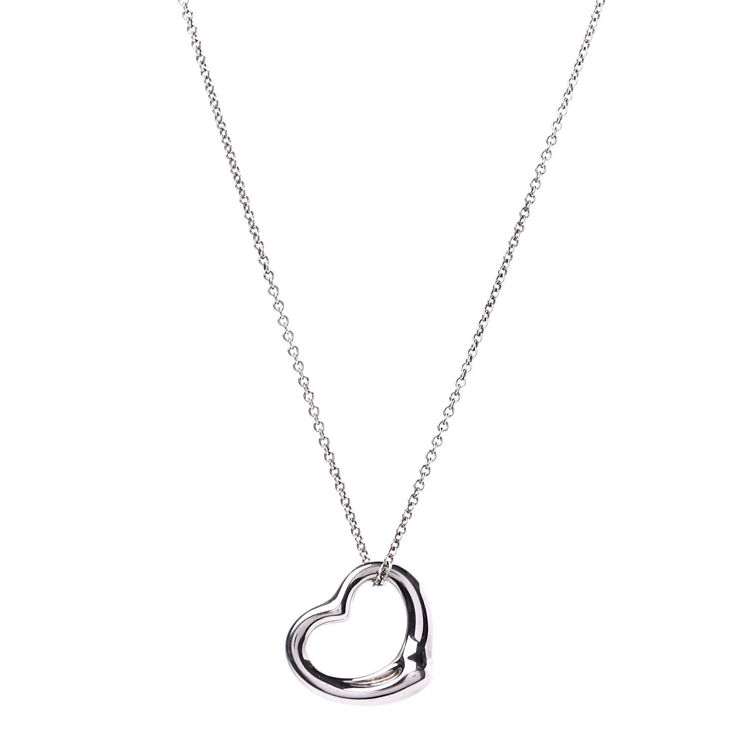 Tiffany Sterling Silver 22mm Elsa Peretti Open Heart Pendant Necklace 1 of 9