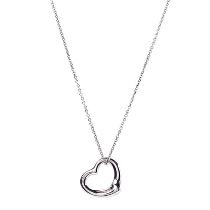 Tiffany Sterling Silver 22mm Elsa Peretti Open Heart Pendant Necklace 1 of 9