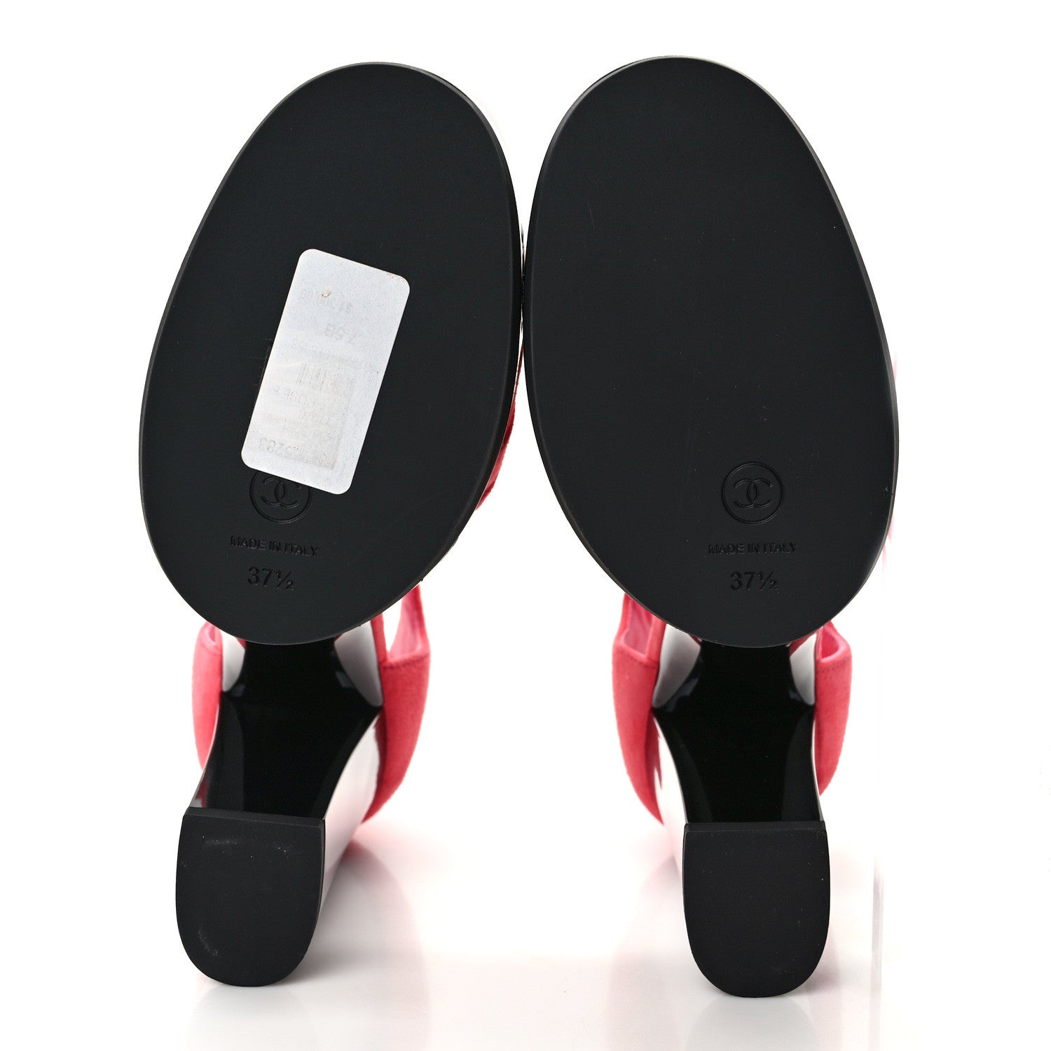 Chanel Patent Suede CC Platform Pumps 37.5 Dark Pink Black 5 of 9