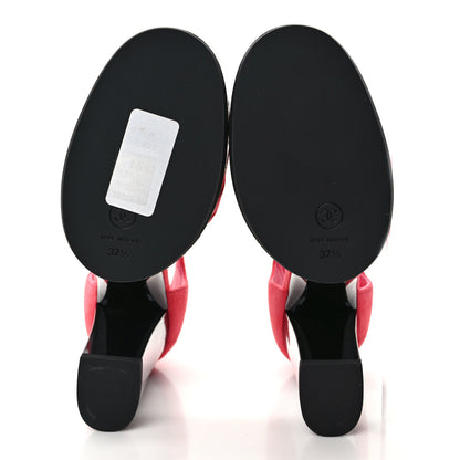 Chanel Patent Suede CC Platform Pumps 37.5 Dark Pink Black 5 of 9