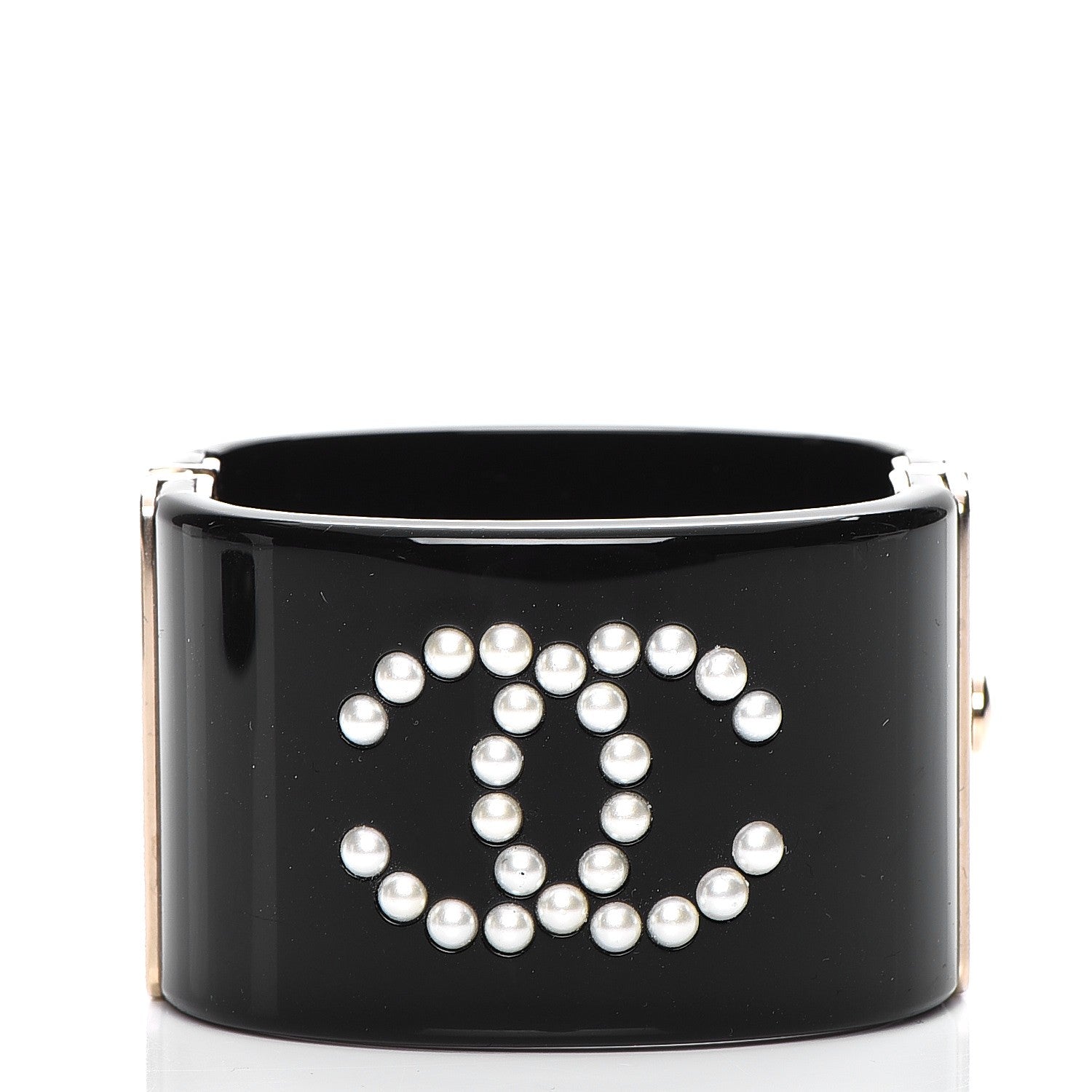Chanel Resin Pearl CC Cuff Black 1 of 7