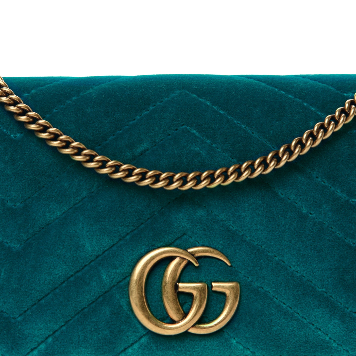 Velvet Matelasse GG Marmont Mini Bag Pavone Cyan