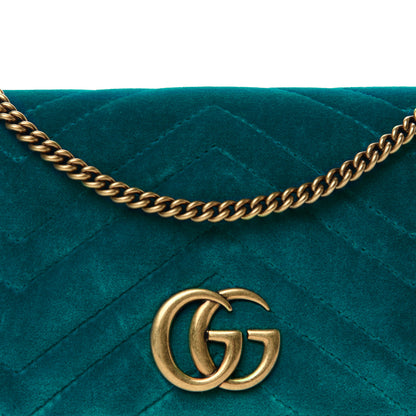 Gucci Velvet Matelasse GG Marmont Mini Bag Pavone Cyan 9 of 9
