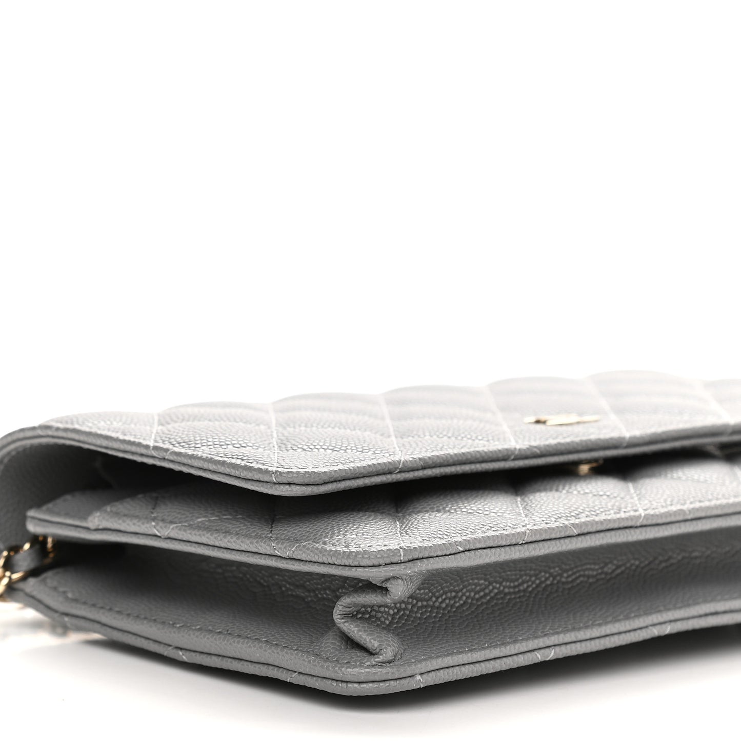 Caviar Quilted Wallet On Chain WOC Dark Grey