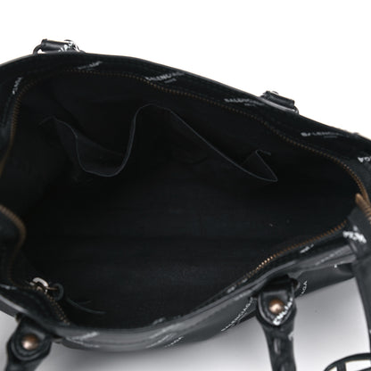 Balenciaga Veau Allover Logo Classic Hardware S City Black White 4 of 4