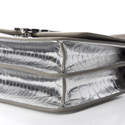 Burberry Metallic Patent Crocodile Embossed Small TB Shoulder Bag Silver 7 of 9