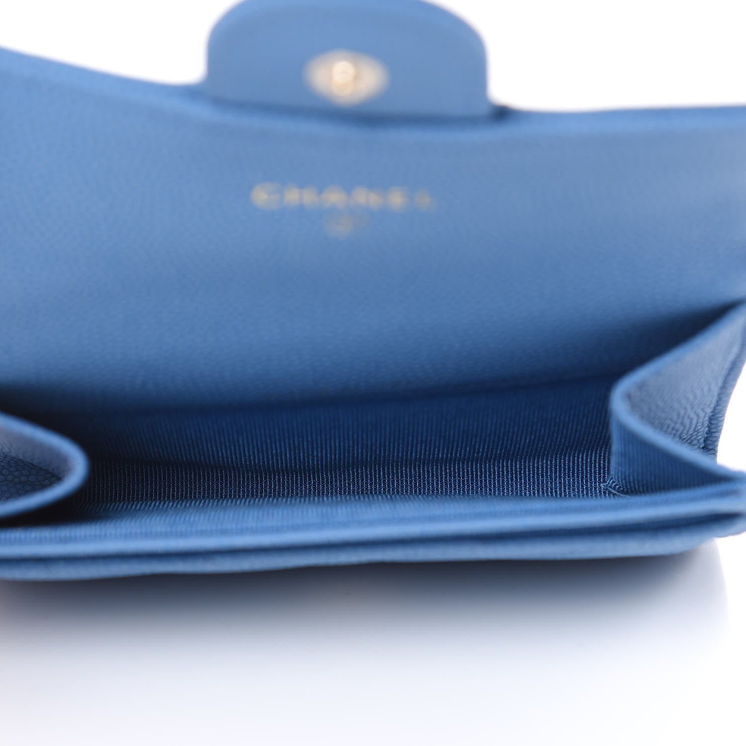 Chanel Caviar Chevron Quilted Card Holder Blue 5 of 9