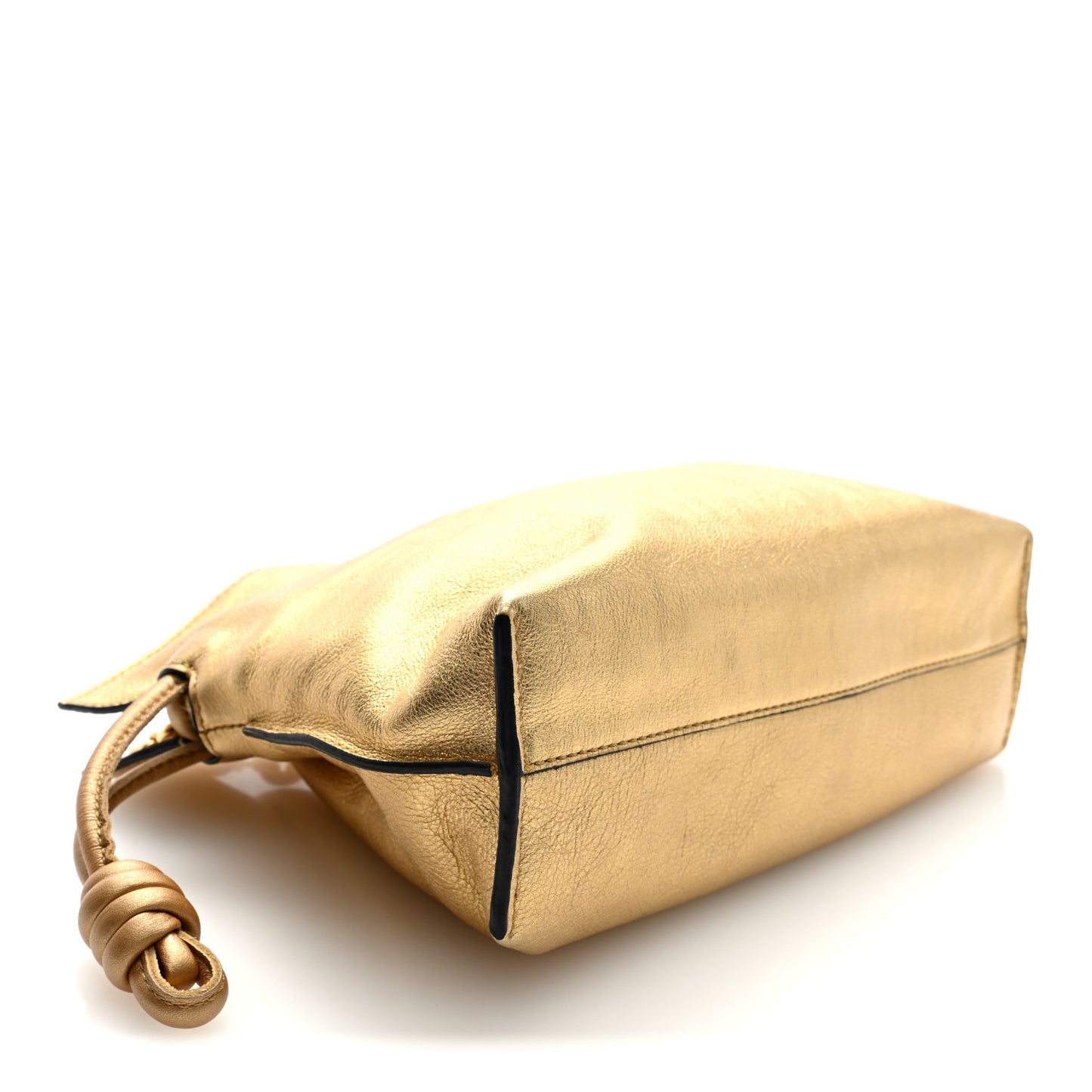 Metallic Calfskin Mini Chain Flamenco Knot Clutch Gold
