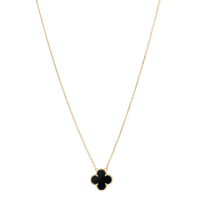 Van Cleef & Arpels 18K Yellow Gold Black Onyx Vintage Alhambra Pendant Necklace 1 of 5