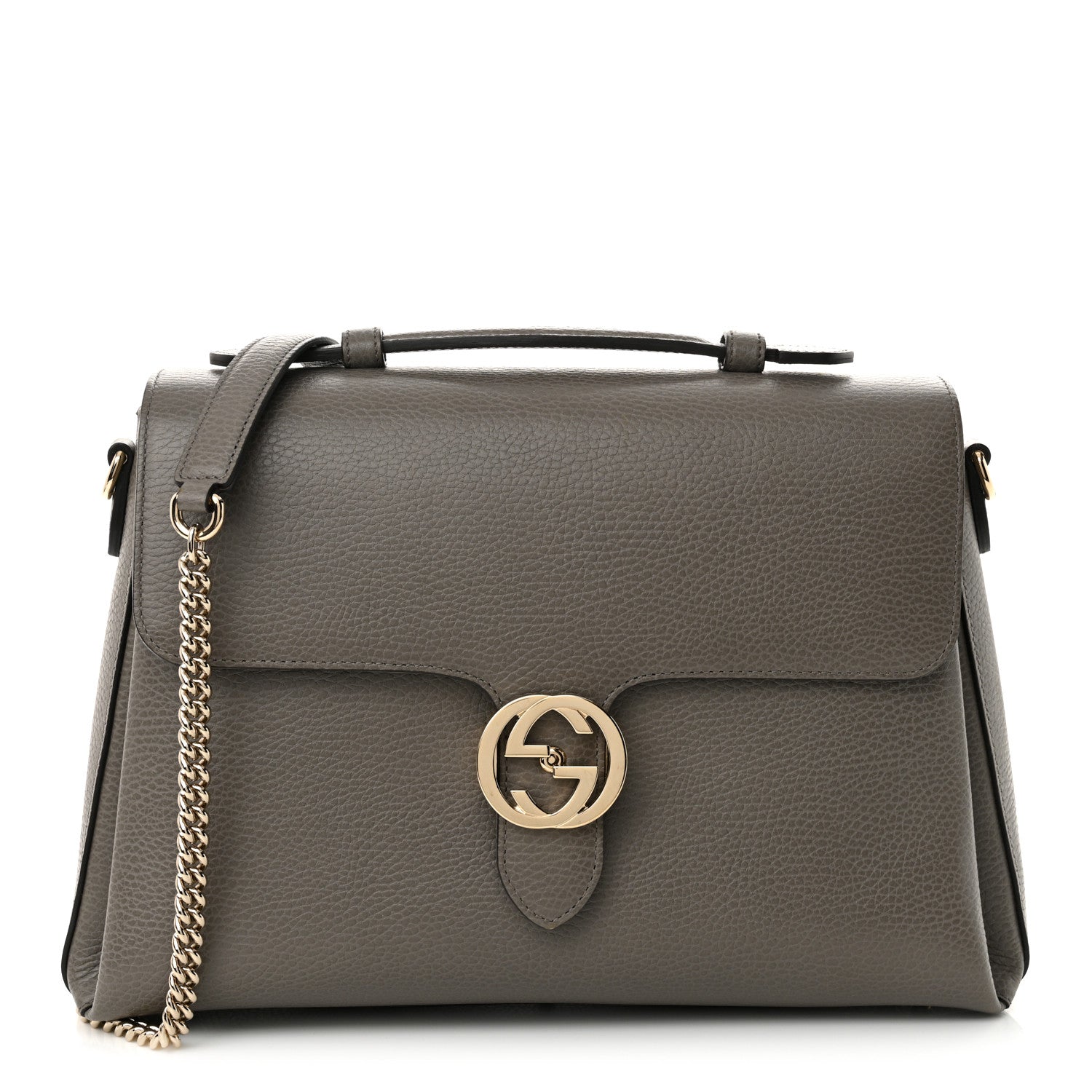 Gucci Dollar Calfskin Interlocking G Top Handle Shoulder Bag Loess 1 of 10