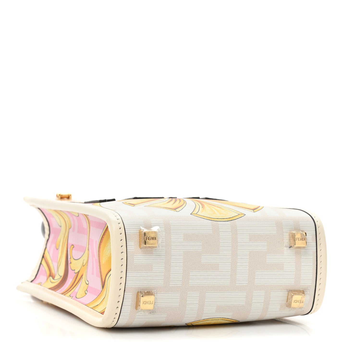 X VERSACE Calfskin Plexiglass Fendace FF Baroque Mini Fendi Sunshine Shopper Tote Gold Rosa White Ice Ciad