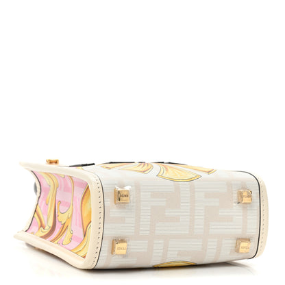 Fendi X VERSACE Calfskin Plexiglass Fendace FF Baroque Mini Fendi Sunshine Shopper Tote Gold Rosa White Ice Ciad 4 of 9