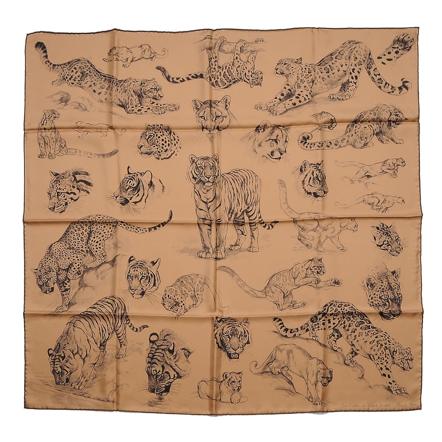 Silk Dans l'atelier de Robert Dallet Scarf 90 Tabac Anthracite Gris