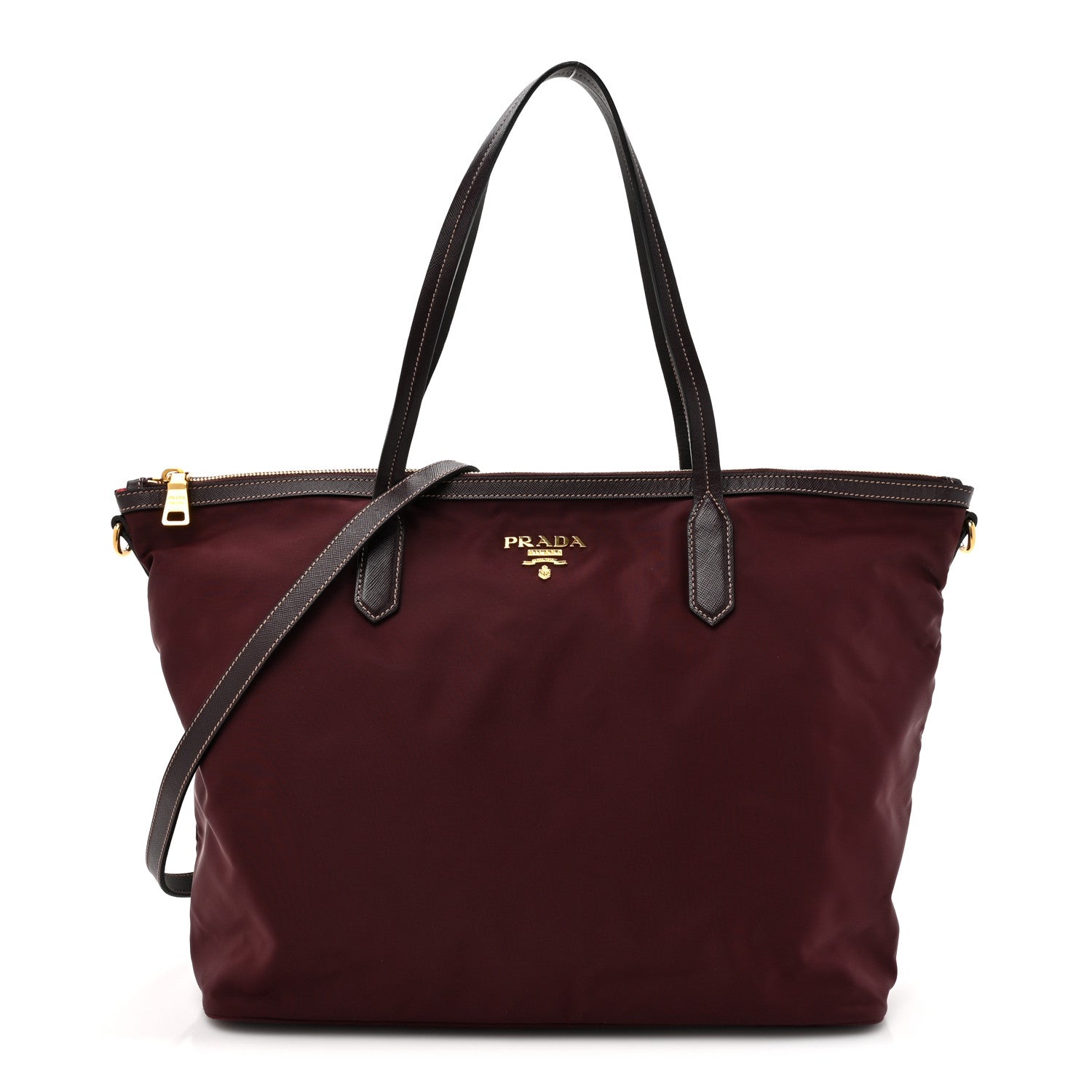 Prada Tessuto Nylon Saffiano Tote Bordeaux Etrusco 1 of 13