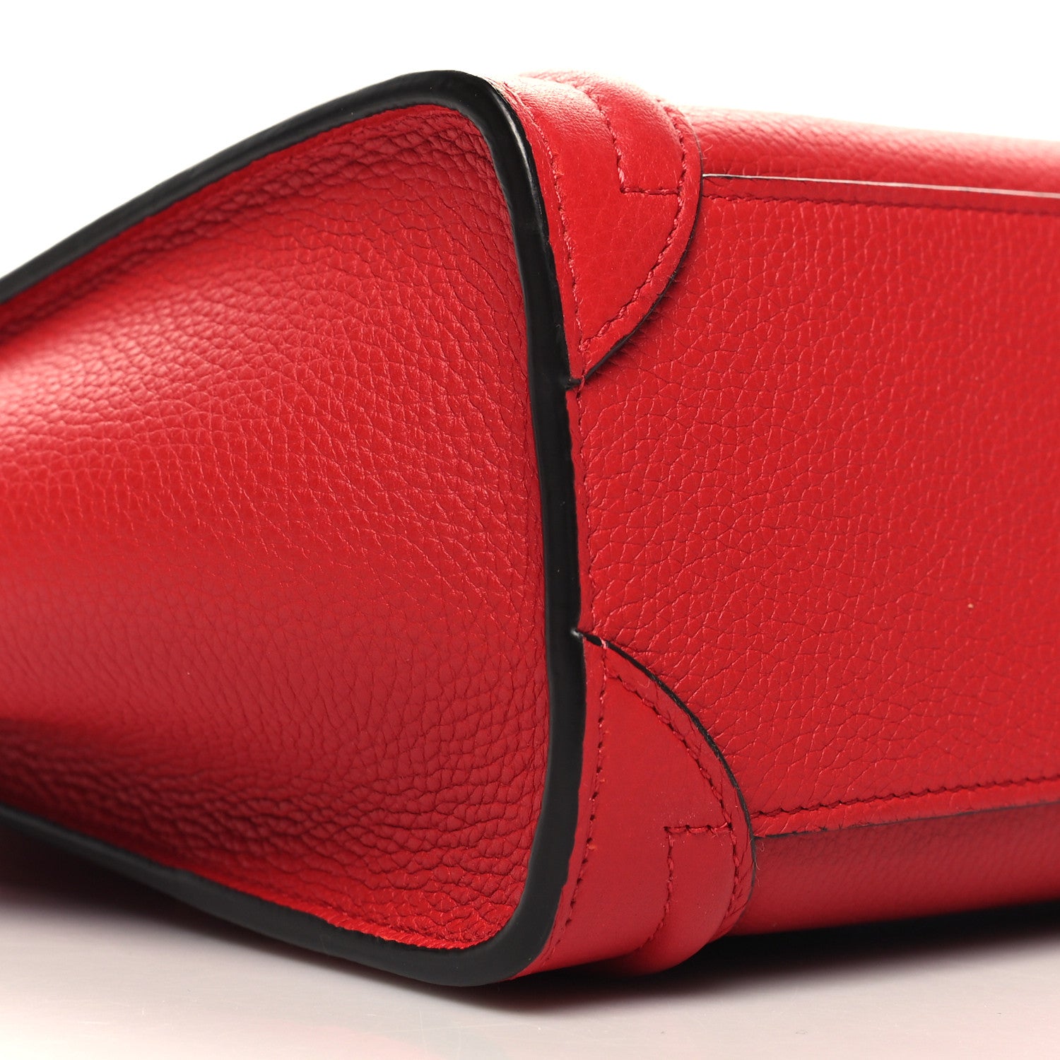 Celine Drummed Calfskin Nano Luggage Vermillion 9 of 10