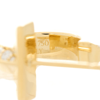 Tiffany 18K Yellow Gold Diamond T1 Hoop Earrings 5 of 7