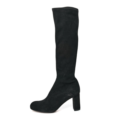 Valentino Garavani Suede Stretch Knee Boots 36 Black 1 of 7