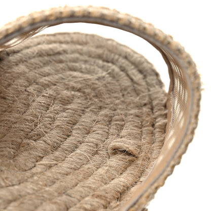 Prada Raffia Triangle Logo Crochet 20mm Espadrille Sandals 37 Natural Black 10 of 11