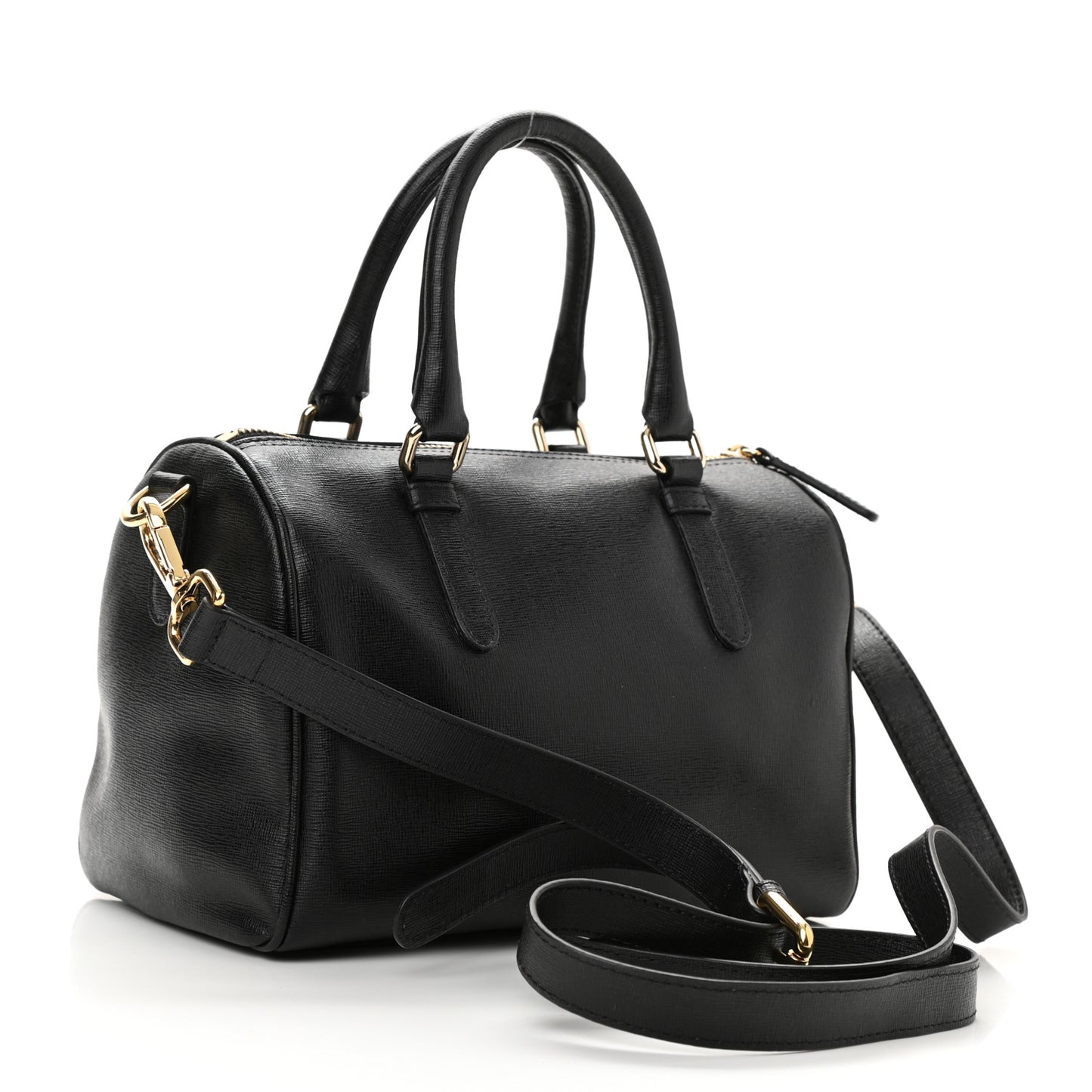 Saffiano Calfskin Palazzo Duffle Bag Black