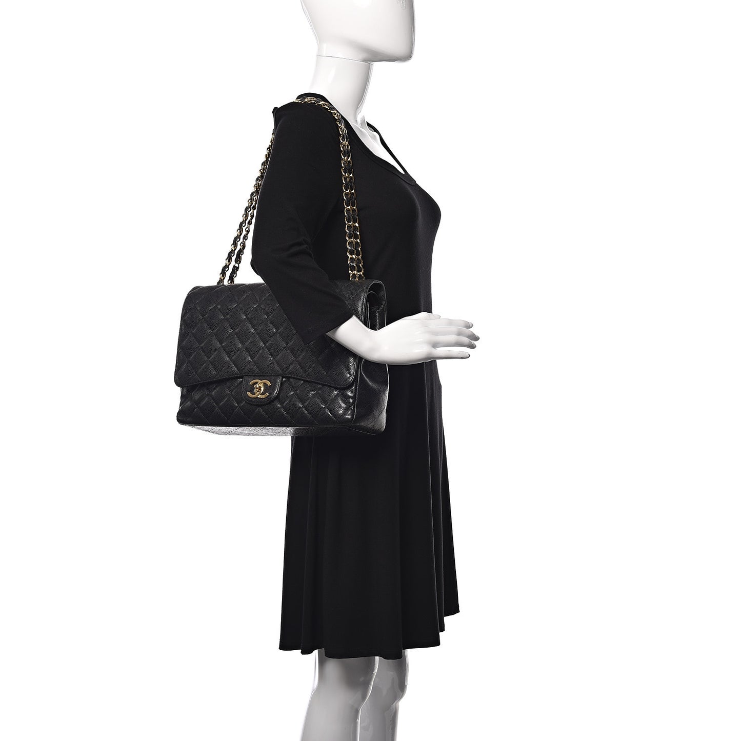 Caviar Quilted Maxi Double Flap Black